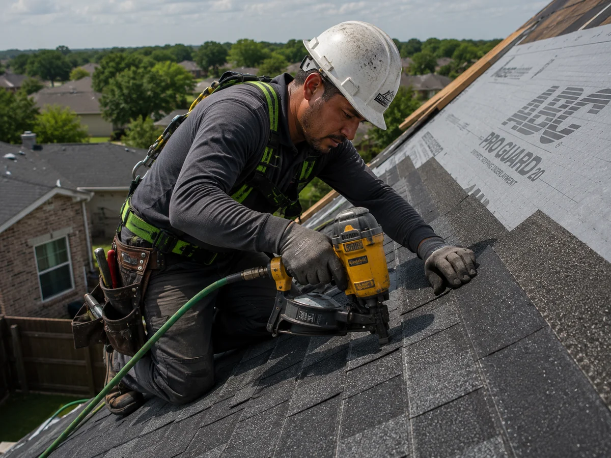 Roof inspection on a sunny day